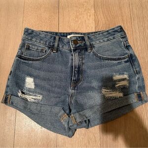 Bullhead Women’s Blue Ripped Denim Shorts